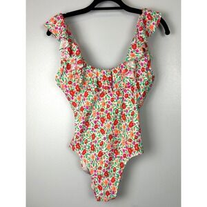 J Crew Ruffle Scoopback One Piece Storybook Floral Swimsuit Size 6 Beach Resort